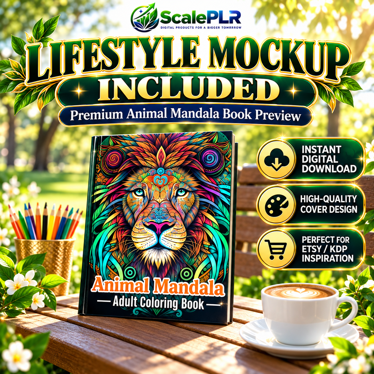 50 Animal Mandala Coloring Pages | Printable Coloring Book | Resell Rights Included
