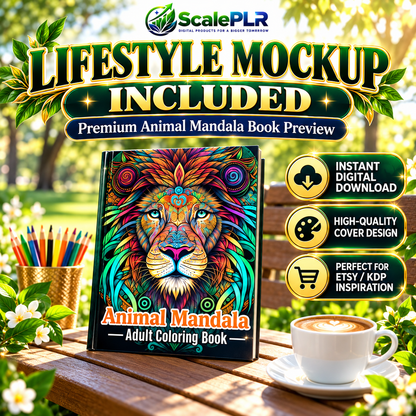 50 Animal Mandala Coloring Pages | Printable Coloring Book | Resell Rights Included