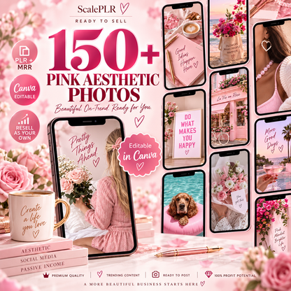 550 Pink Aesthetic Faceless Content (with Master Resell Rights)