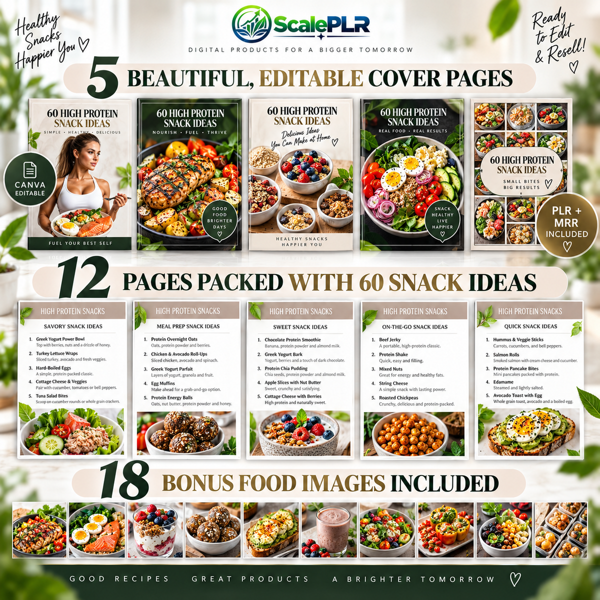 60 High Protein Recipe Book with Resell Rights | Printable & Editable