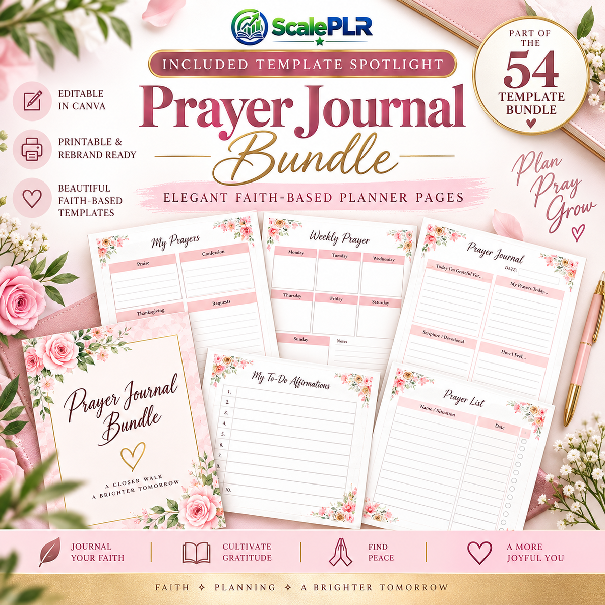 850+ Pages PLR Planner Bundle | 54 Canva Templates | Editable + Printable | PLR + MRR Rights