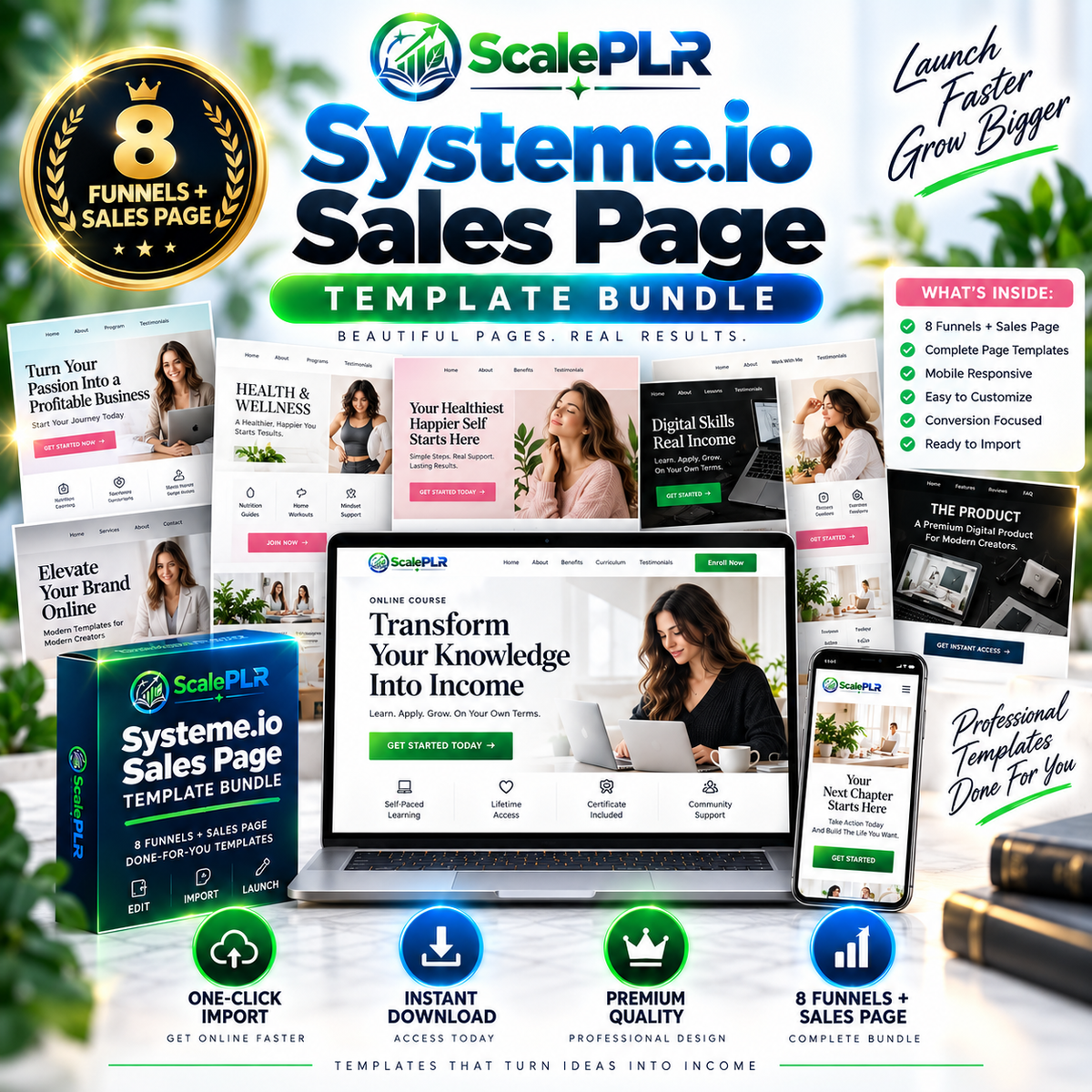 8 Premium One-Click Import Readymade Websites/Funnels