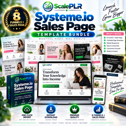 8 Premium One-Click Import Readymade Websites/Funnels