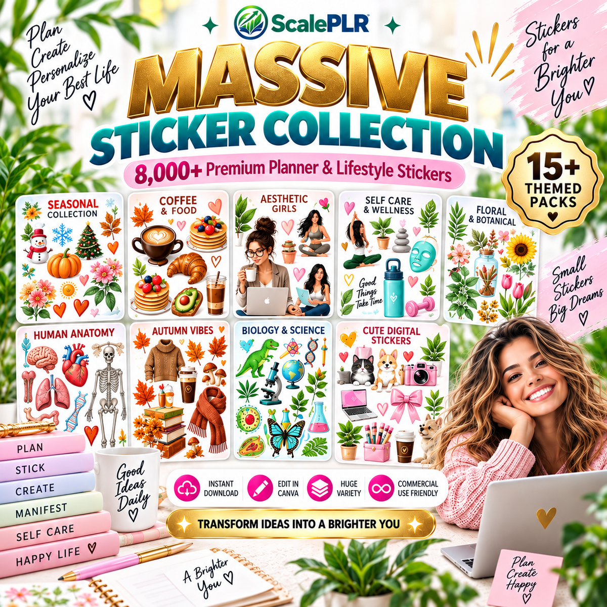 8,000+ Digital Planner Stickers | PNG Bundle for Planners & Journals | PLR + MRR