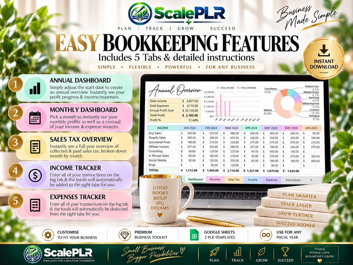 PLR Bookkeeping Spreadsheets with Resell Rights Included