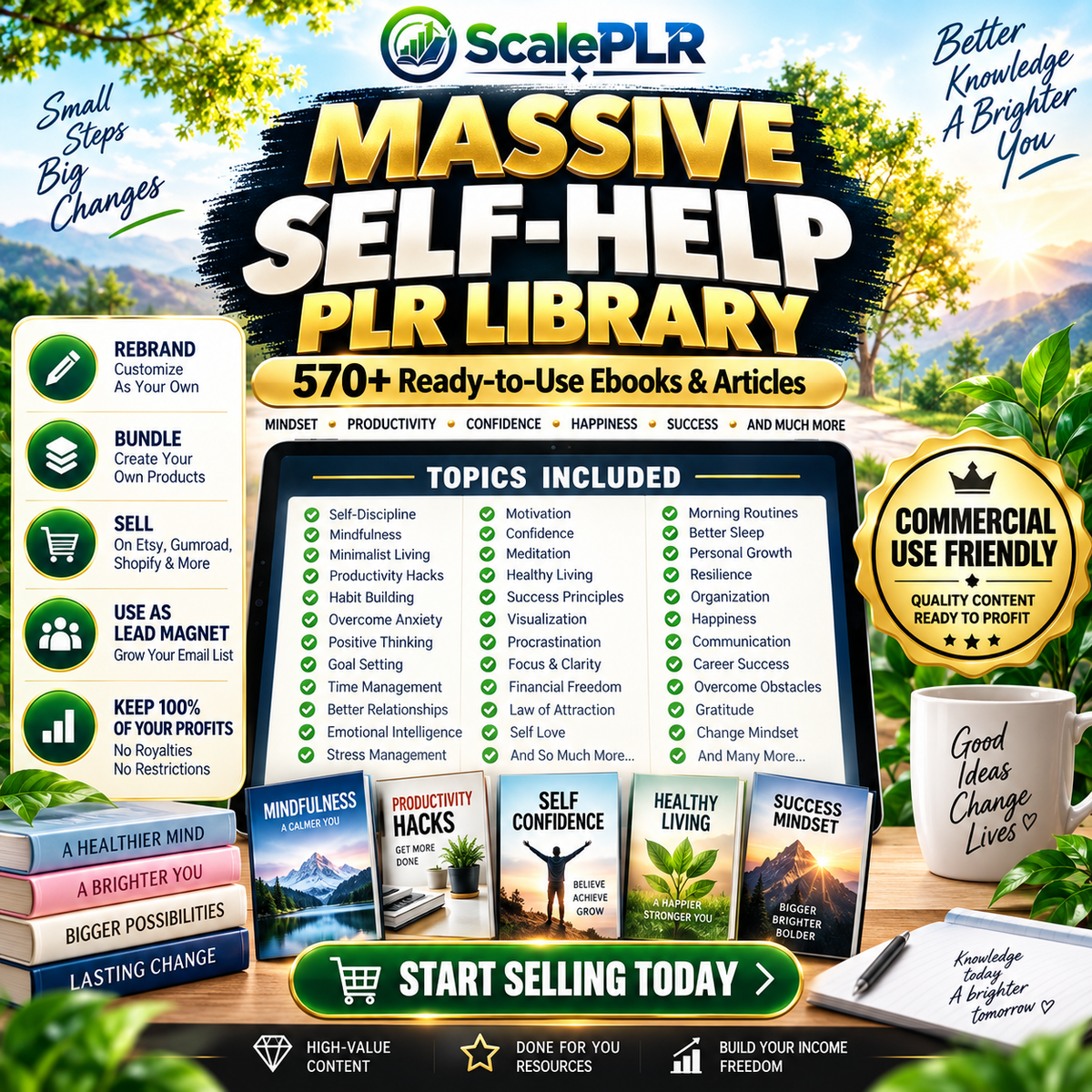 570+ Self-Help PLR eBooks with Resell Rights