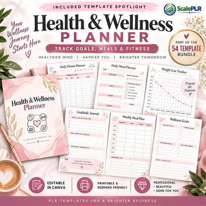 850+ Pages PLR Planner Bundle | 54 Canva Templates | Editable + Printable | PLR + MRR Rights