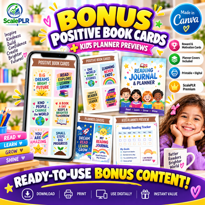 Kids Reading Planner & Journal 2026 | 1200+ Canva Templates | PLR + MRR Resell Rights