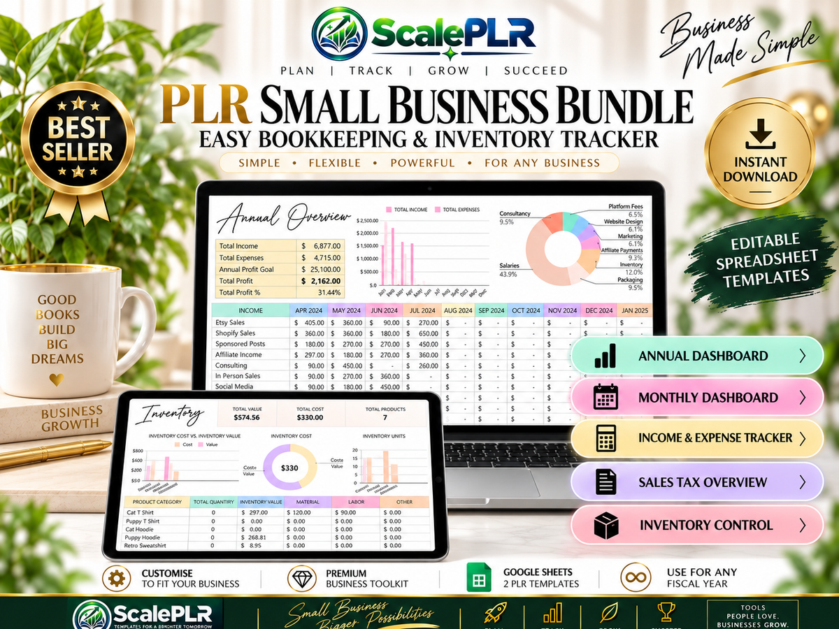PLR Bookkeeping Spreadsheets with Resell Rights Included