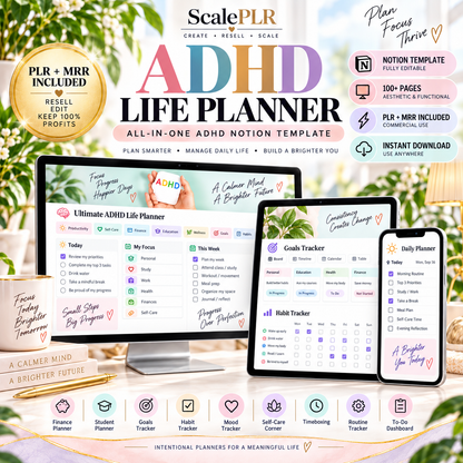 All in One ADHD Digital Planner for Goodnotes, iPad & Phone + Bonus ADHD Notion Template