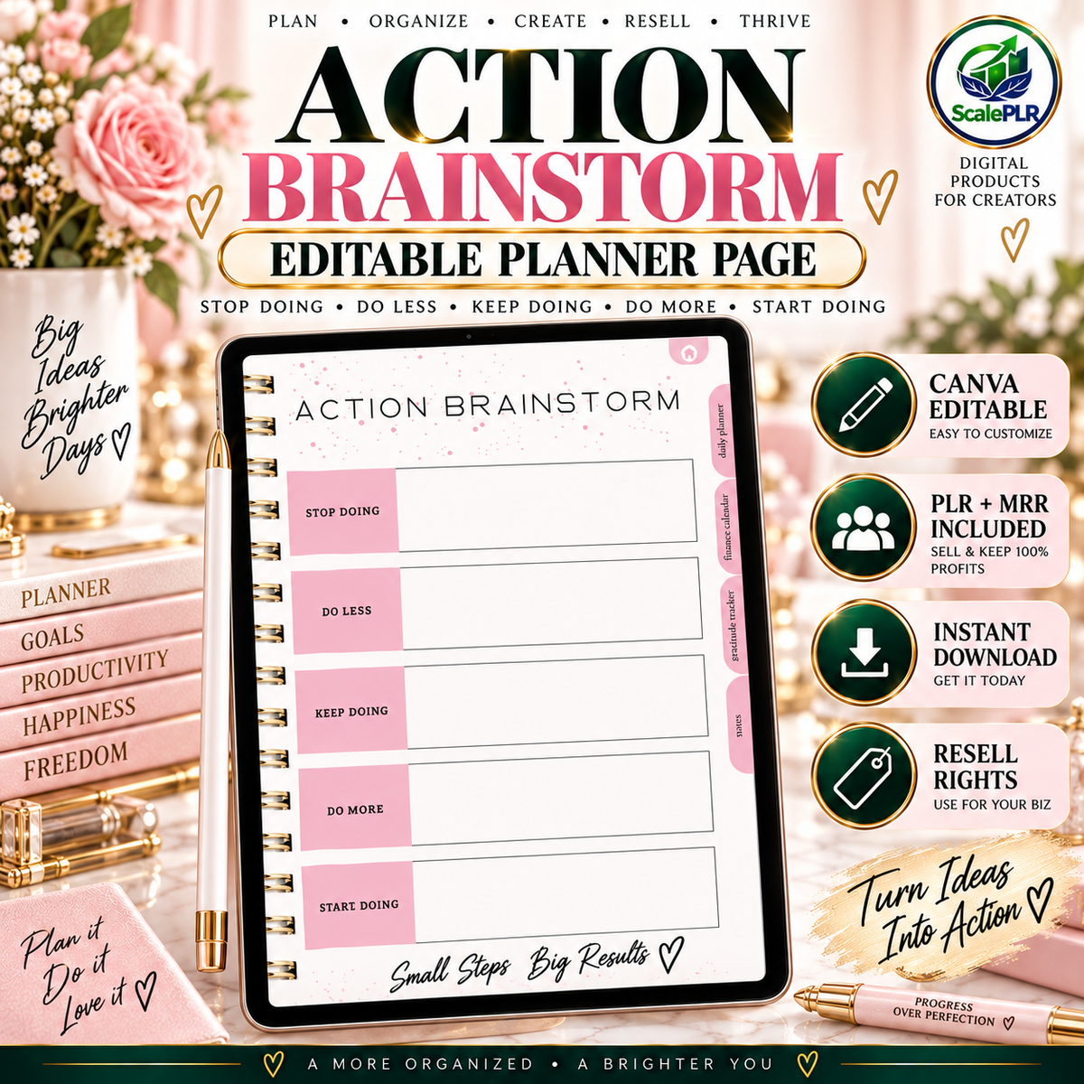 That Girl Digital & Printable Planner 2026 | Self-Care, Wellness & Productivity | Resell Rights