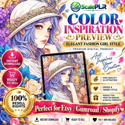 85 Fashion Girl Anime Coloring Pages | Printable Coloring Book | PLR + MRR Resell Rights